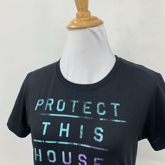 Under Armour T Shirt Womens S Small Black Semi Fitted Protect This House Tee - Picture 10 of 13